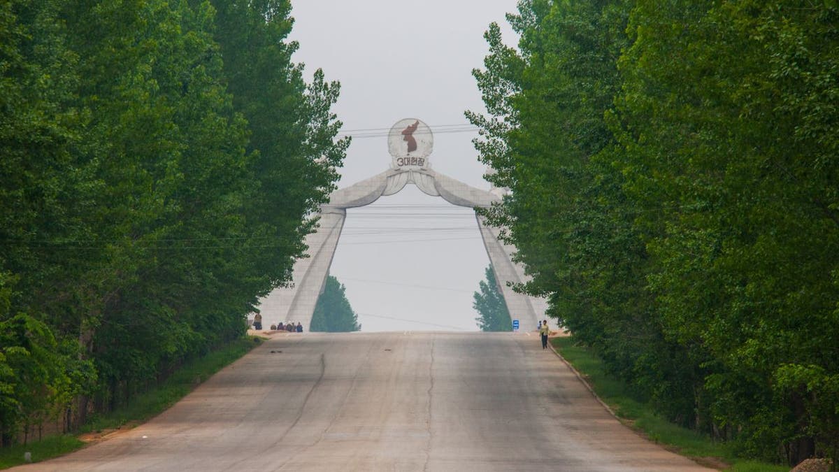 The "Arch of Reunification" monument in North Korea