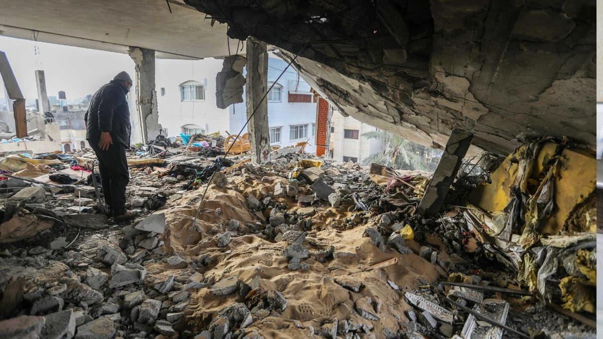 The damage from Israeli airstrikes on Feb. 10, 2024.