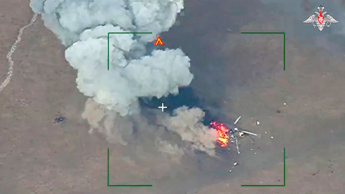 A photo taken from video released by Russian Defense Ministry Press Service