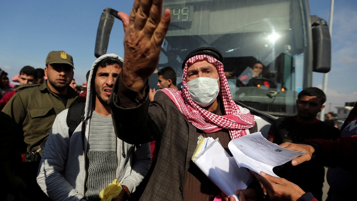 Palestinian man in Rafah near a border crossing