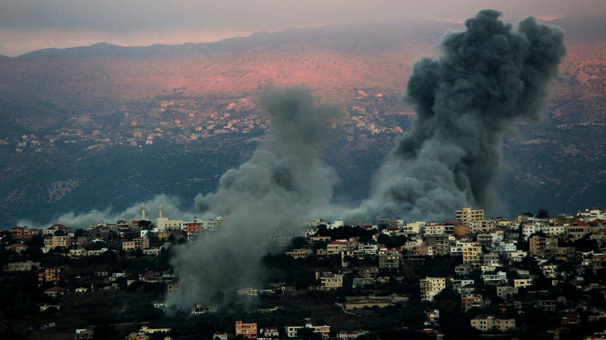 Smoke billows from Khiam, Lebanon