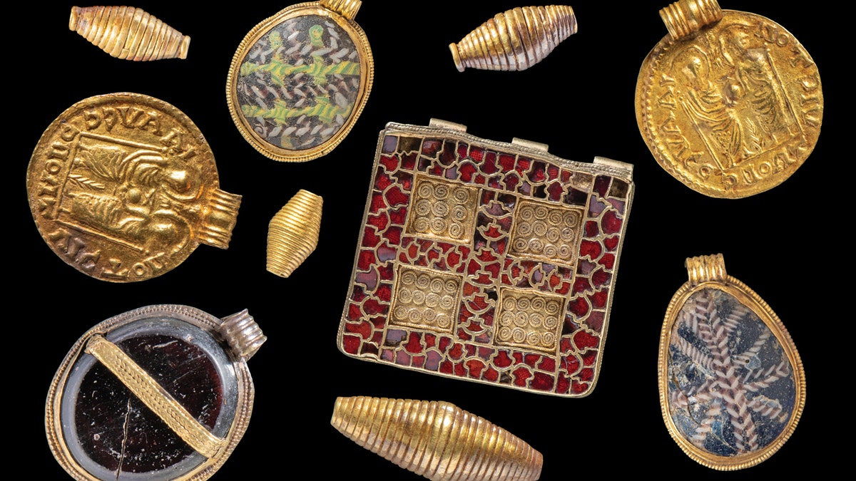 A collection of the pendants in The Harpole Treasure