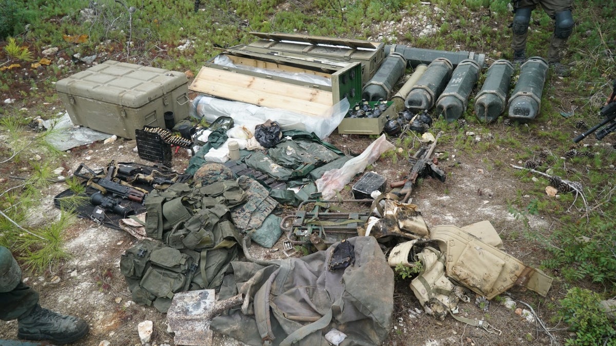 A Hezbollah weapons cache located near a UNIFIL post by IDF troops in southern Lebanon.