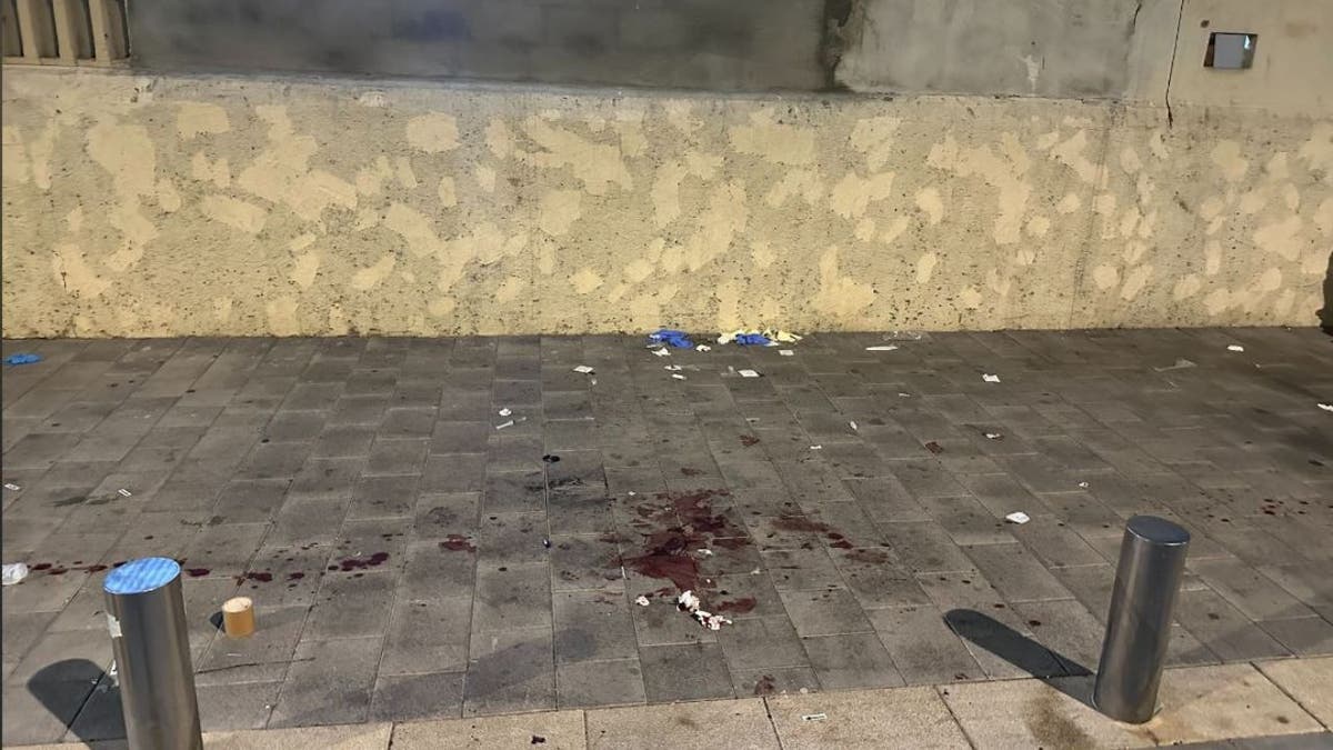 blood-stained streets in Israel where terrorists killed 7 Israelis