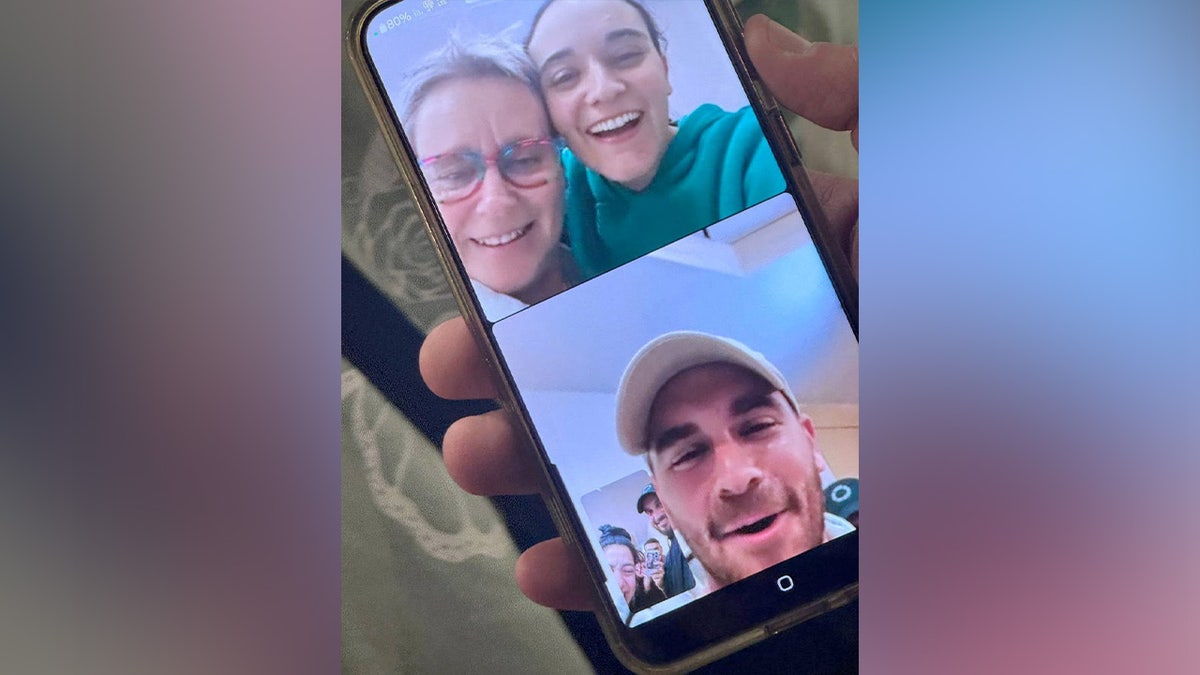 Former hostage British-Israeli Emily Damari and her mother Mandy hold a video call with Emily's brother Tom Damari