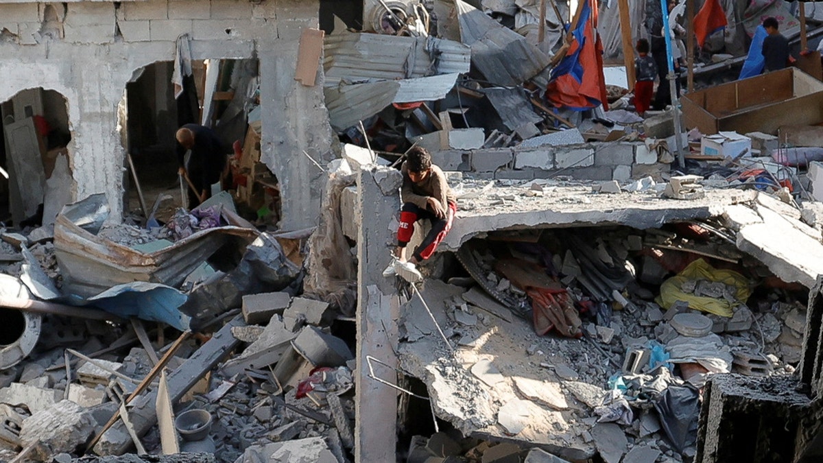 Rubble in Gaza after Israeli airstrikes