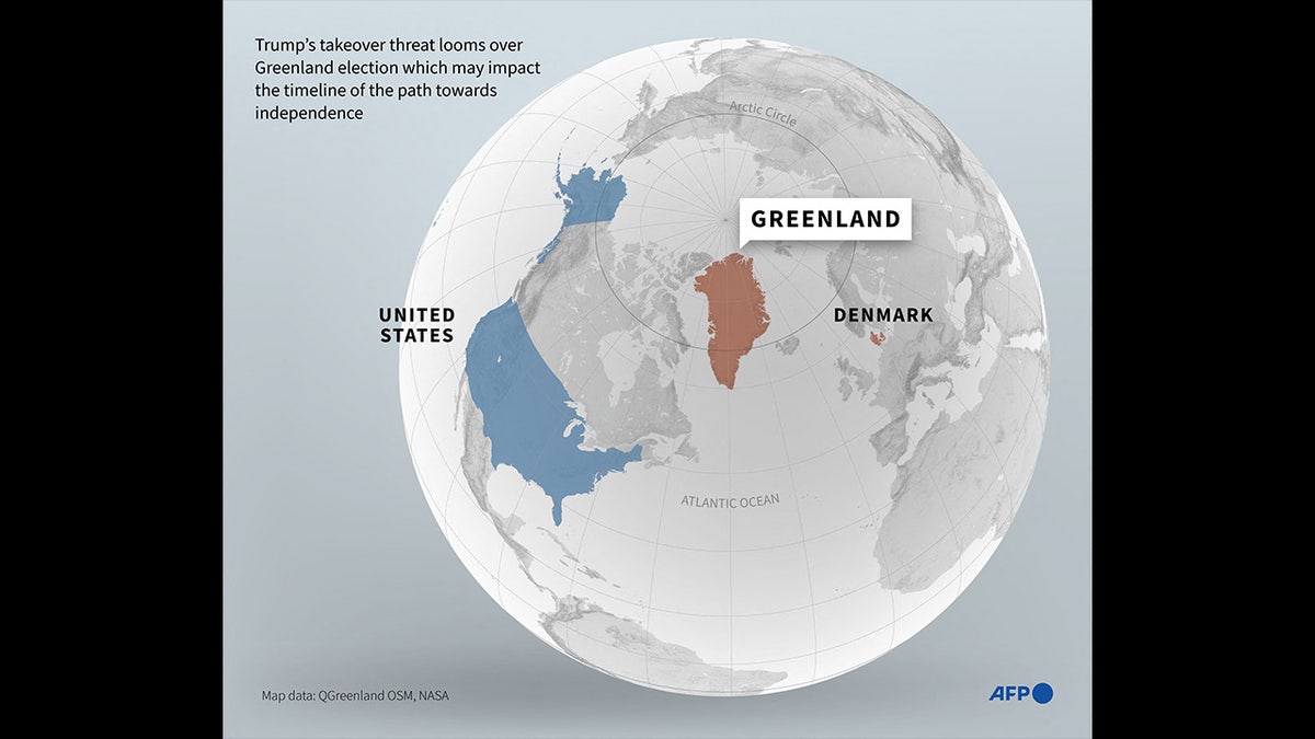 Map of Greenland show proximity to U.S. and Canada