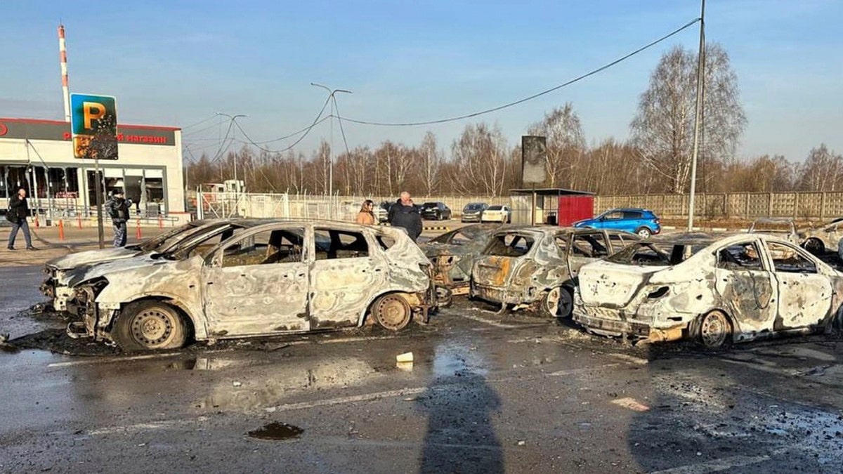 Damage to cars following drone attack