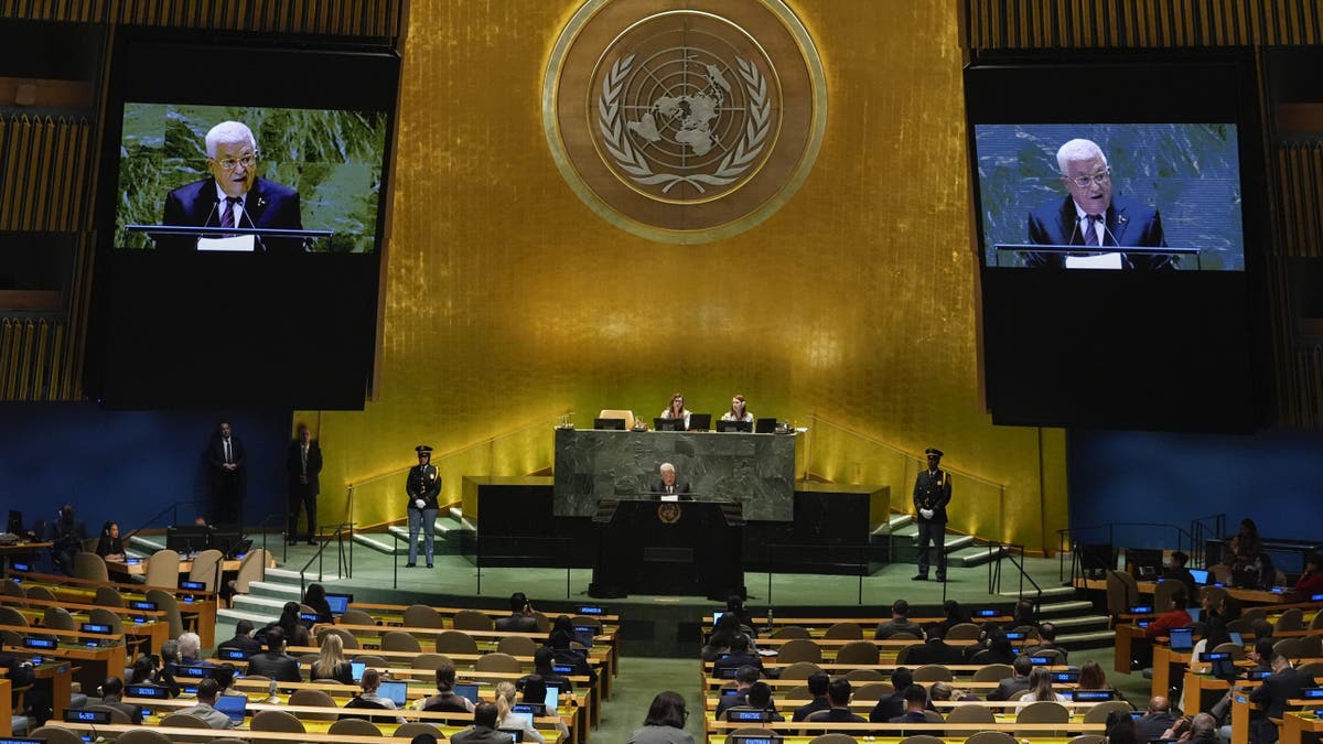 Palestinian President Mahmoud Abbas addresses the 79th session of the United Nations General Assembly on Thursday, Sept. 26, 2024 at U.N. headquarters.