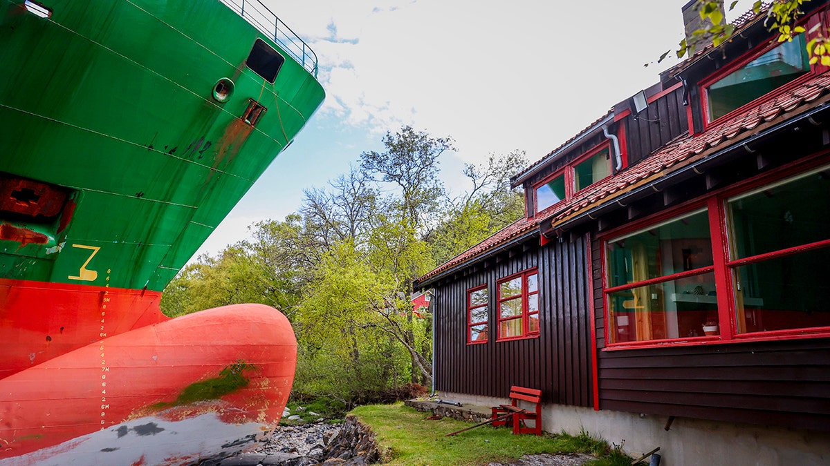 Container ship ran aground next to Norwegian man's house