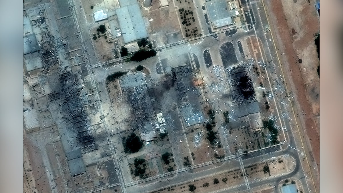 Close-up view of destroyed building at the nuclear site in Isfahan, Iran. 