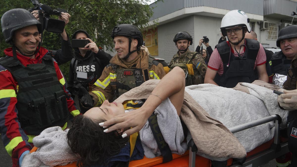 Injured person on a stretcher