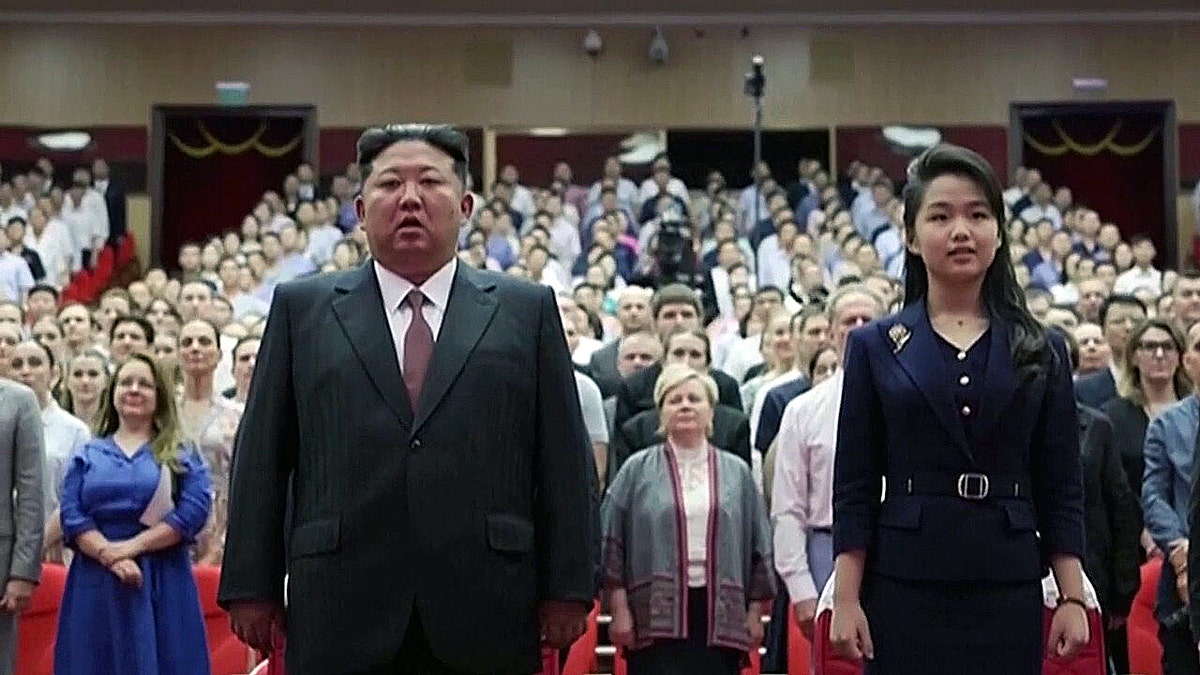 Kim Jong Un stands during Russia-North Korea event in Pyongyang