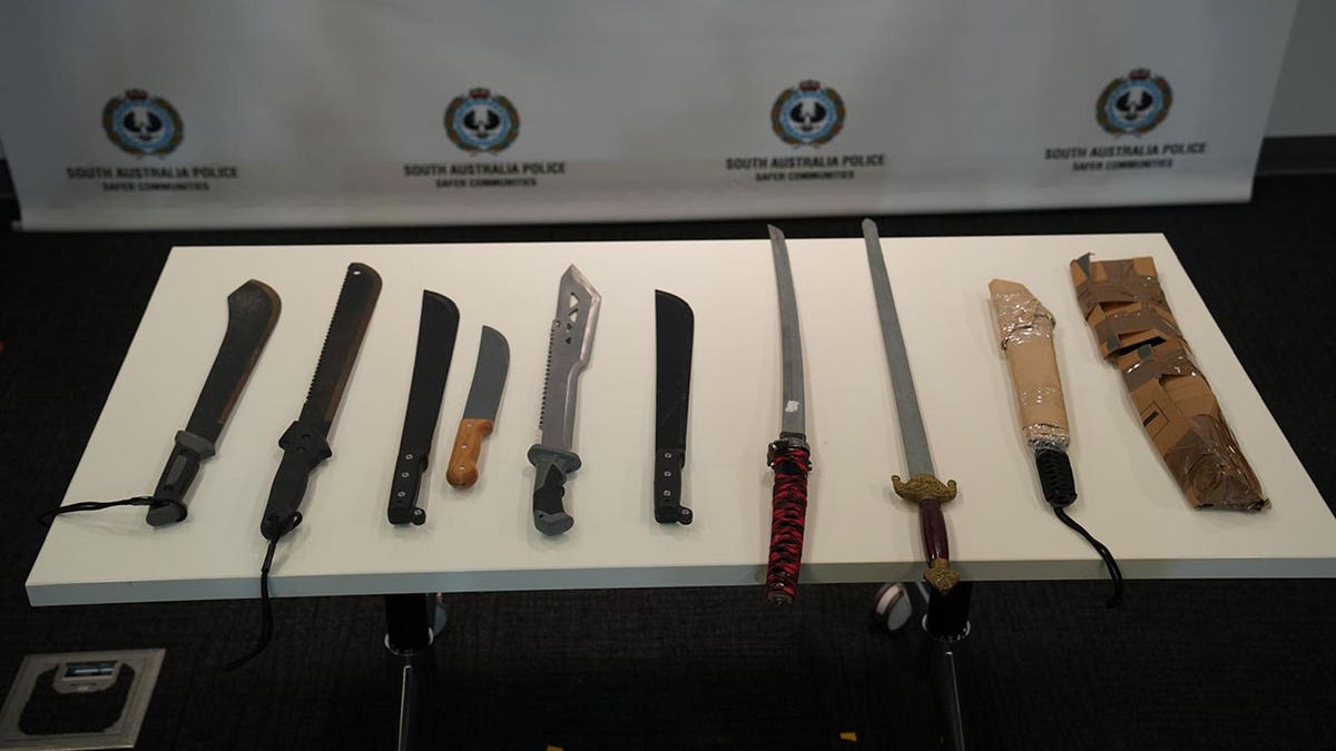 Display of knives and machetes seized by police in Australia