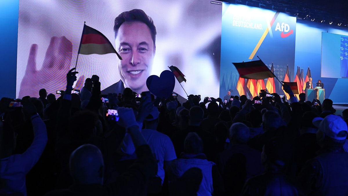 Elon Musk speaking at Alice Weidel rally