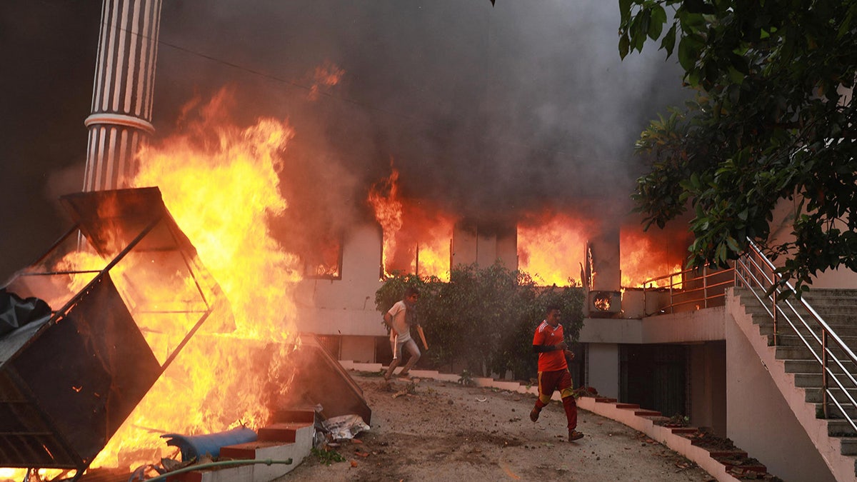 Fire in Kathmandu during protests