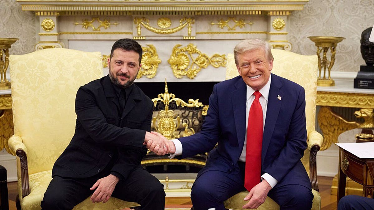 Trump and Zelenskyy shake hands