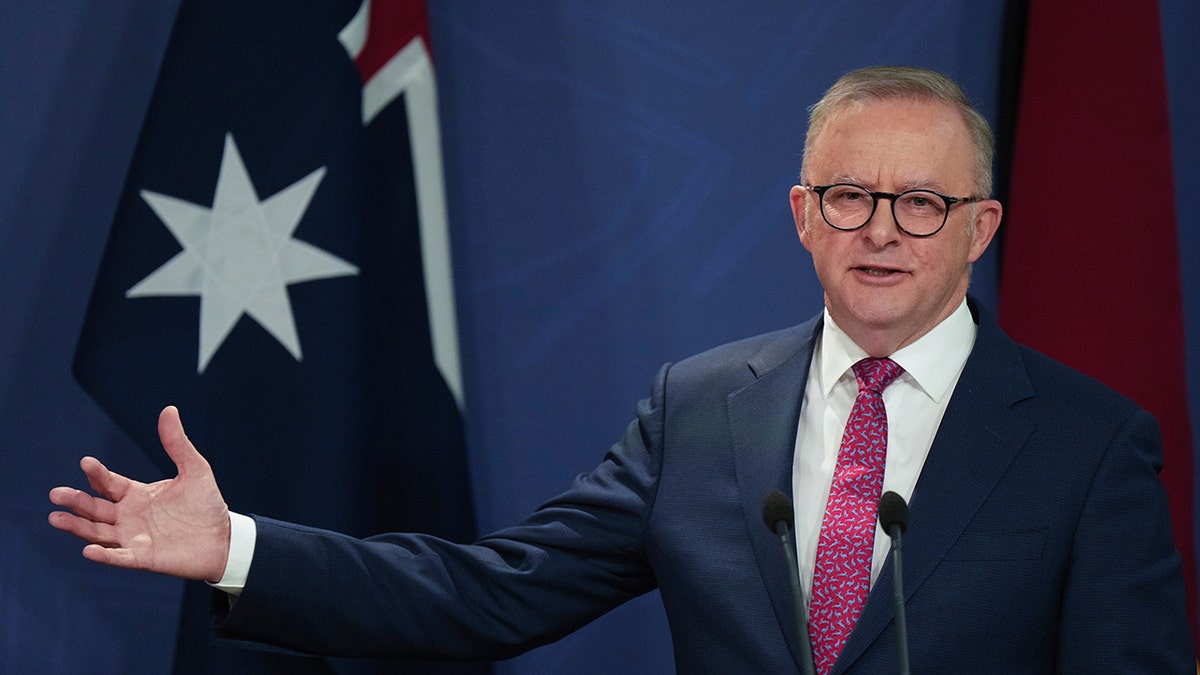 Australian Prime Minister Anthony Albanese during a presser