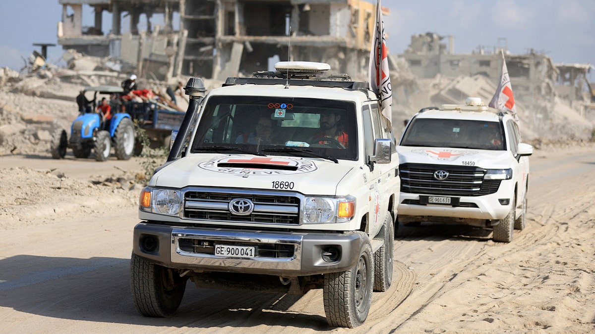 Red Cross vehicles in Gaza
