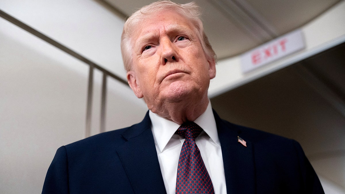 President Trump gaggles with reporters on Air Force One