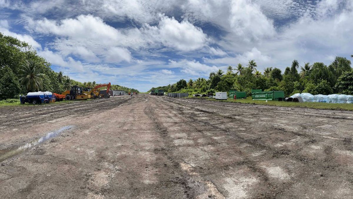 The runway at Woleai in Yap State, part of a Chinese-backed infrastructure project in the Federated States of Micronesia.