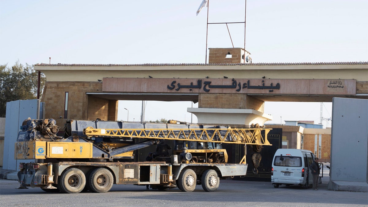 crane in front of rafah crossing