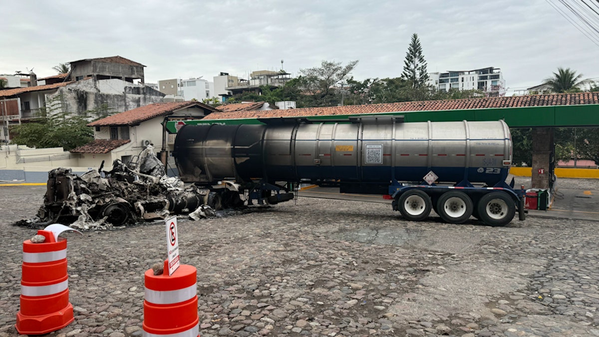 fuel tanker damaged and burnt