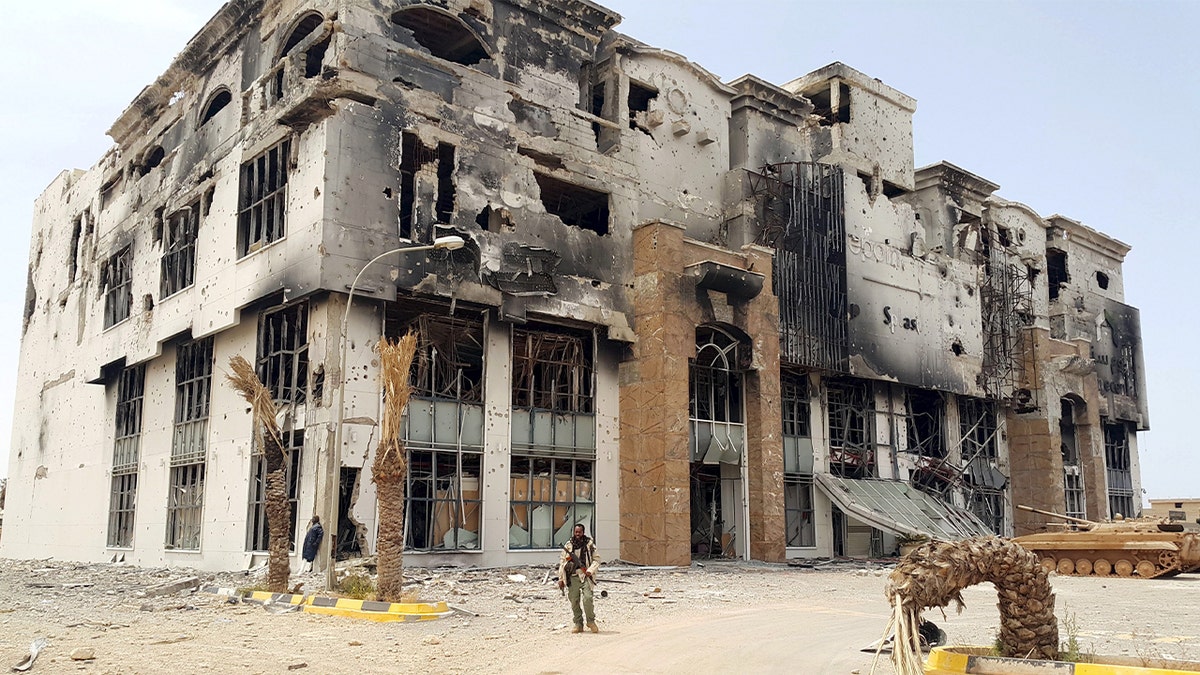 Ruins of a shopping mall in Benghazi, Libya