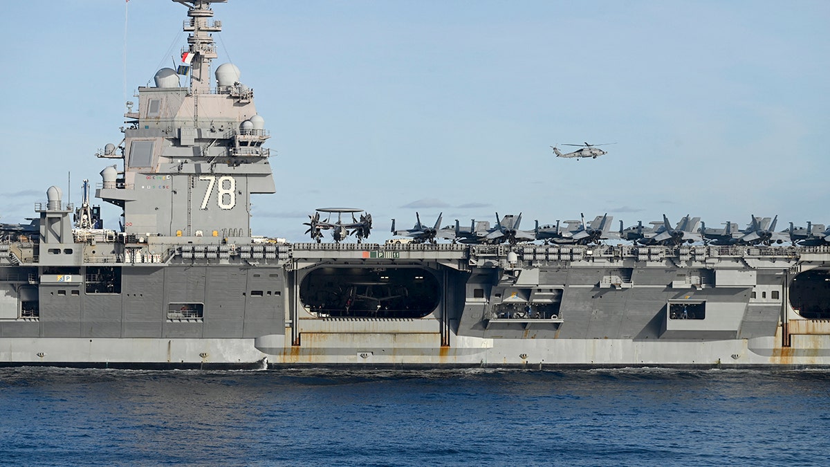 USS Gerald R. Ford travels in North Sea