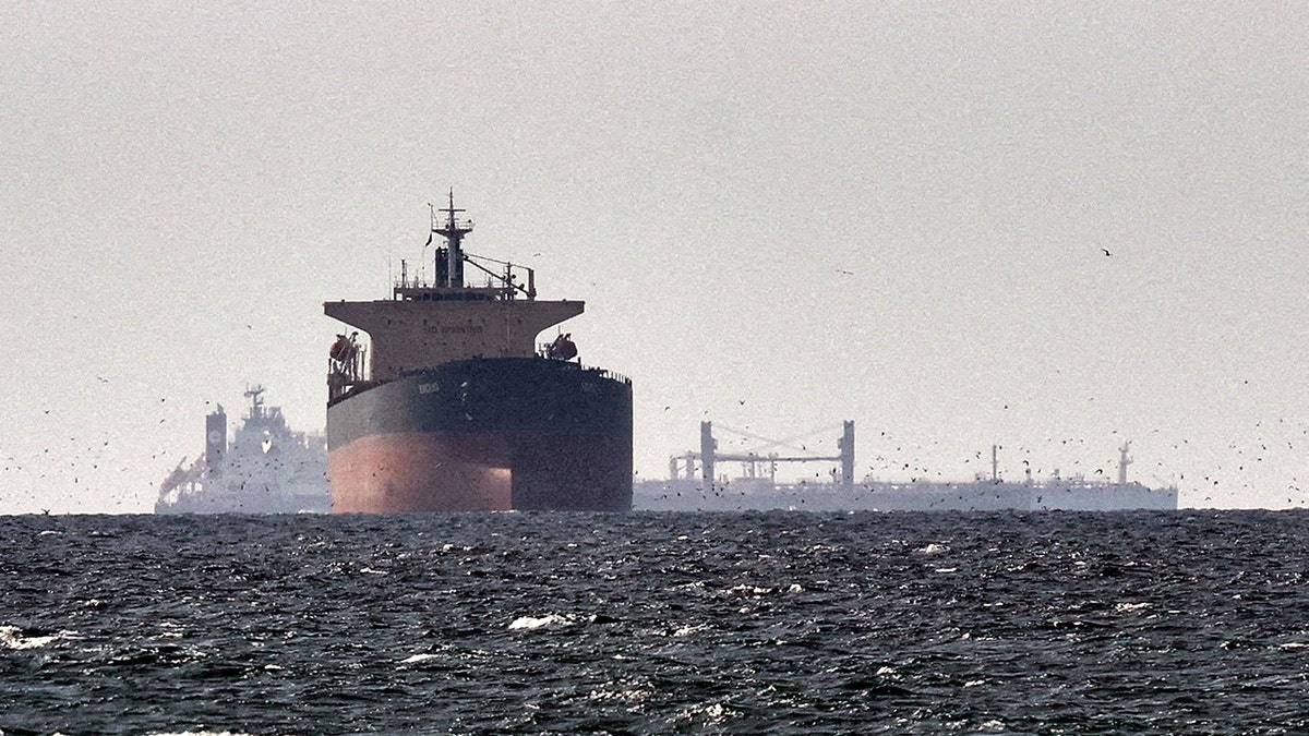Cargo ships in the Gulf, near the Strait of Hormuz