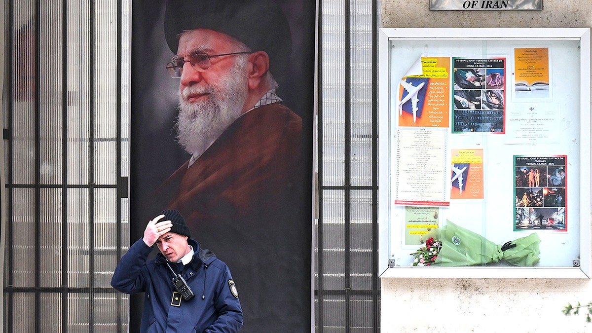 Khamenei poster outside Iran embassy in Georgia