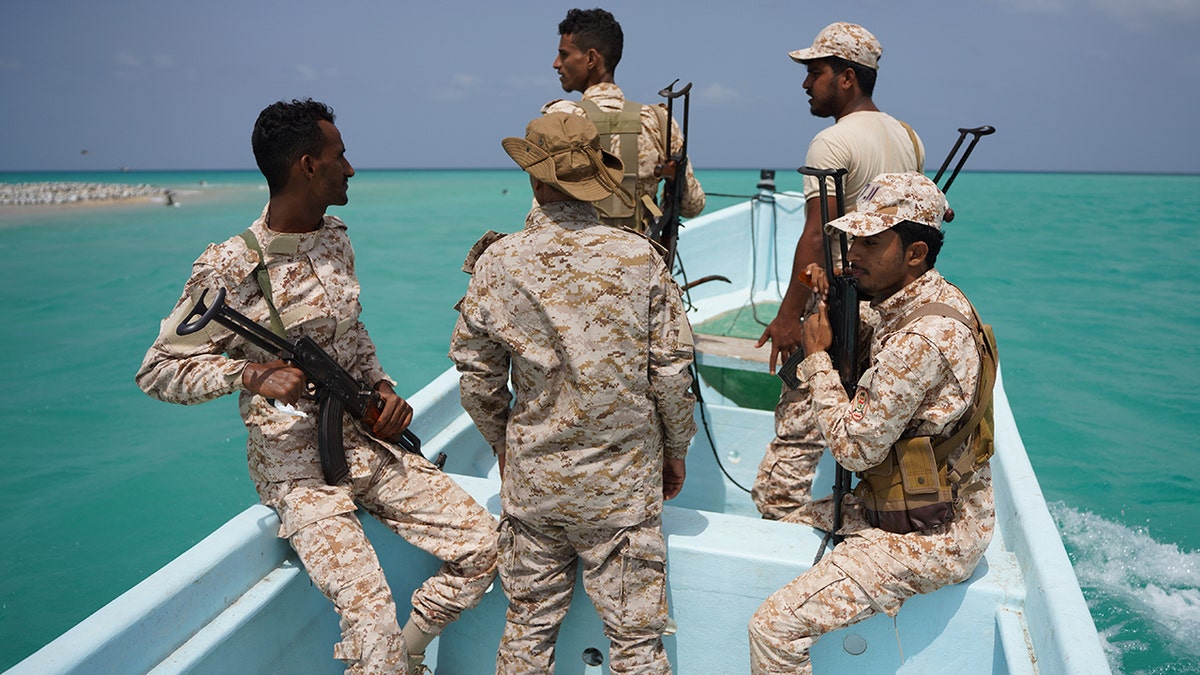 Yemeni soldiers patrolling the Bab el-Mandeb Strait