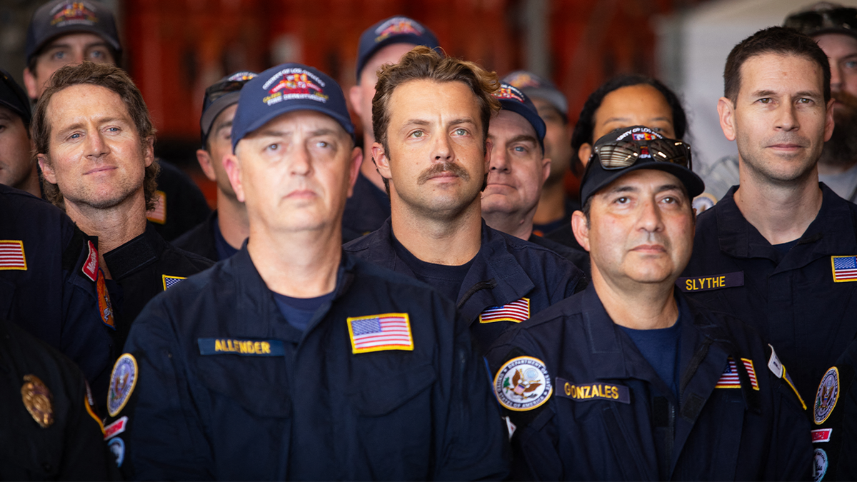 Members of the County of Los Angeles Fire Department's international urban search and rescue team (USA-2) prepare to leave for Venezuela, in Pacoima, California on June 25, 2026.