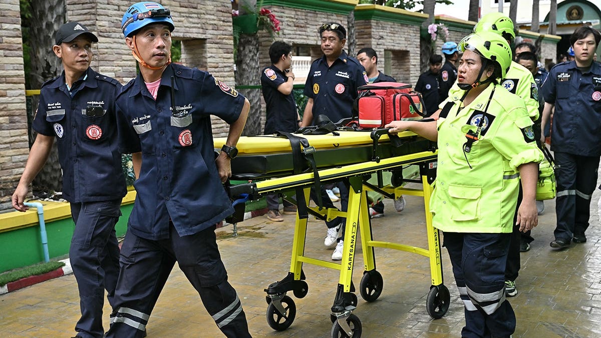 Emergency responders after a school shooting in Thailand