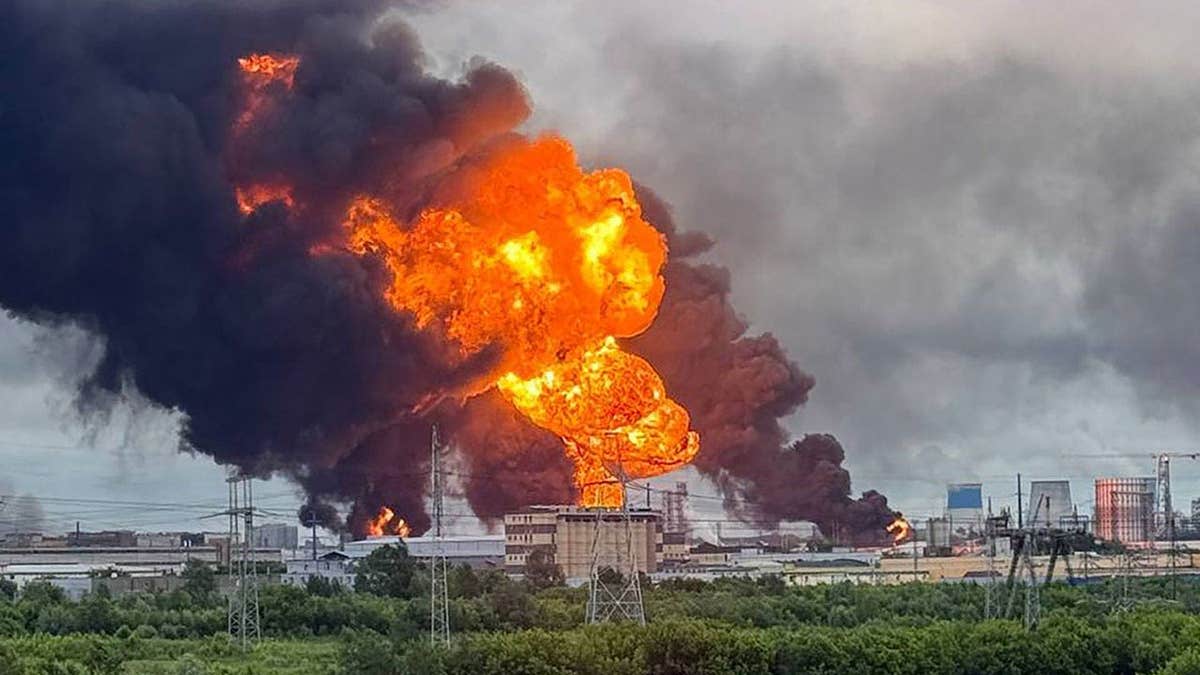 Smoke and flames rise over Moscow following a Ukrainian drone attack