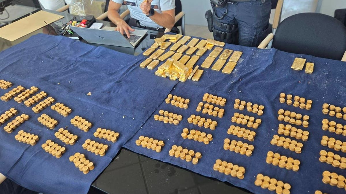 police cataloging the gold
