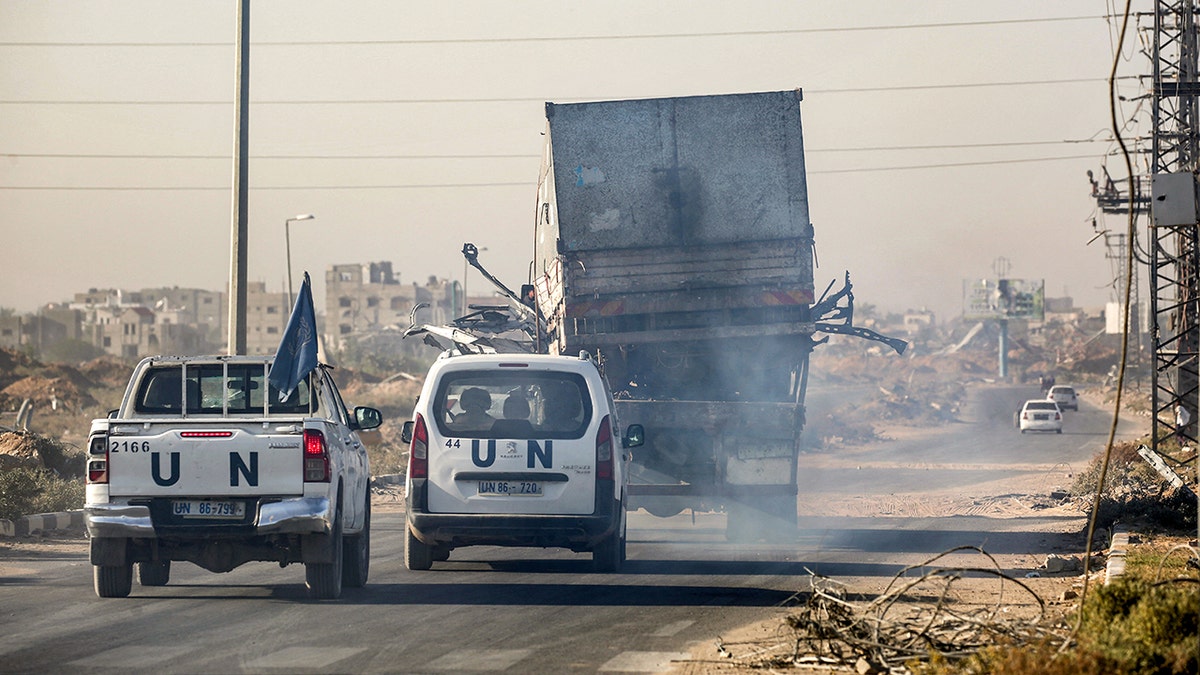 UN vehicles inside Gaza.