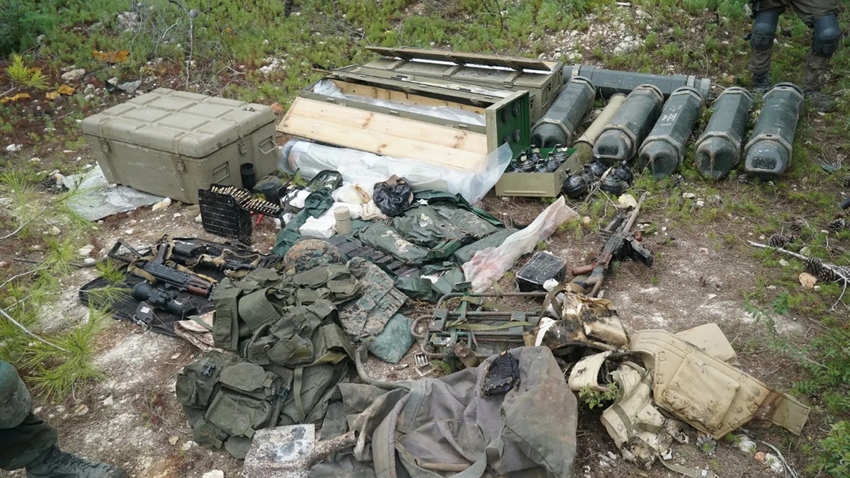 Hezbollah weapons cache located near a UNIFIL post by IDF troops in southern Lebanon in 2024.